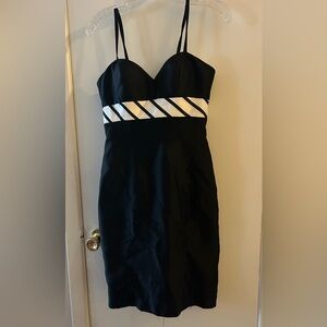 Jovani converted cocktail dress. Black with striped bow. size 4